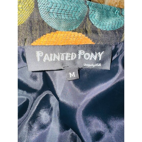 Painted Pony Multicolor Abstract Artsy Office Open Cardigan Blazer Womens M - Picture 5 of 7